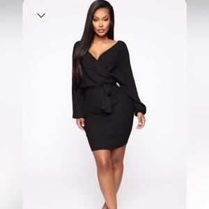 Just Between Us Sweater Dress- Black